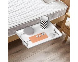 Inklapbaar nachtkastje voor bed en bovenste stapelbed - Benodigdheden voor studentenkamer met clip (wit) Beside shelf