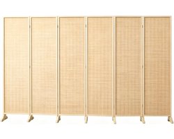 Inklapbaar Privacyscherm - Kamerverdeler Bamboe - Flexibele Indeling - Natuurlijk Hout Frame - 180 cm Hoog - Licht