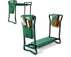 Inklapbaar Tuinkrukje met Kniesteun - EVA-schuim – Tot 150 KG - Stalen Frame met Gereedschapstassen – Zitten en Knielen - BREND BR-2252