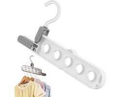 Inklapbaar Wanddroogrek - Uitklapbaar Droogrek voor Binnen en Buiten - Wandhaak met 5 Gaten - Intrekbaar droogrek voor kleding - wandmontage - Kast Organizer - Inklapbare Kledinghanger - L 25.5cm