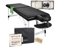 Inklapbare Aluminium Massage Tafel - 2-Zone, 165 x 60 cm, Tot 250 kg, Met Hoofdsteun en Draagtas