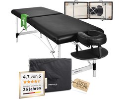 Inklapbare Aluminium Massage Tafel - 2-Zone, 165 x 60 cm, Tot 250 kg, Met Hoofdsteun en Draagtas