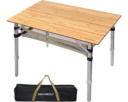 Inklapbare Bamboe Campingtafel - Verstelbaar, Compact en Lichtgewicht - 80 x 55 cm, Voor Buiten, Picknick, Reizen, Koken