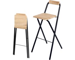 Inklapbare Barkruk met Houten Zitting en Rugleuning - Stevige Sta-Hulp