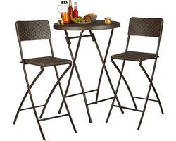 inklapbare barkruk - set van 2 - rotanlook - rugleuning - bruin