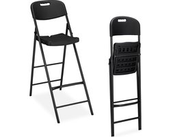 inklapbare barkruk - set van 2 - rugleuning - binnen en buiten - handgreep - zwart