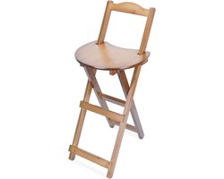 Inklapbare Barkruk van Bamboe met Rugleuning en Voetensteun voor Keuken en Tuin - 61 cm Zithoogte - Donkerbruin