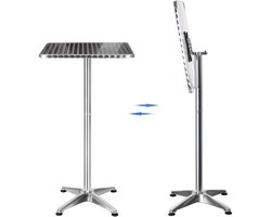 Inklapbare Bartafel Hoogte Verstelbaar RVS Tafel Vierkant Feesttafel