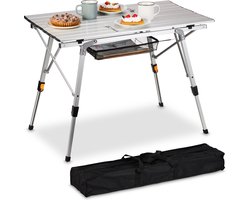 inklapbare bijzettafel buiten - klaptafel voor camping - tuin - verstelbaar - aluminium - zilver