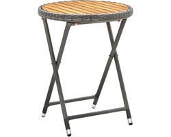 Inklapbare bijzettafel - Terrastafel tuintafel - Buiten genieten - Acaciahout PE-rotan - 60 x 75 cm - Grijs
