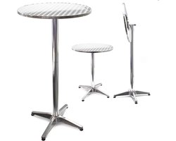 Inklapbare Bistro- en Cocktailtafel van Aluminium - 74cm of 114cm Ø60cm