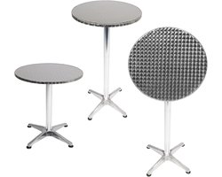Inklapbare Bistro Statafel Ø 60 cm Verstelbaar van H70 tot H110 cm Zilver