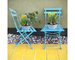 Inklapbare Bistrostoelen 2 Personen - 120KG Draagkracht - Gecoat Staal - Balkonset - Onderhoudsvrij Staal - Bistroset - 2 Inklapbare Tuinstoelen