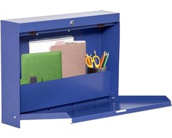 Inklapbare blauwe wandtafel met opbergvak - ruimtebesparend en multifunctioneel klaptafel wandmontage