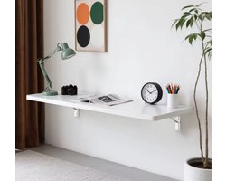 Inklapbare Bureau Wandtafel – 80x40 cm – Witte Wandbureau / Klaptafel – Ruimtebesparend Studielijst & Thuiswerkplek – Max 50 kg