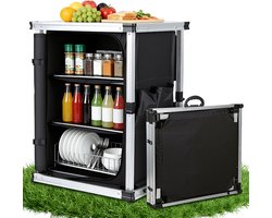 Inklapbare campingkeuken met 3 lades – 80 x 61 x 51 cm voor koken op de camping