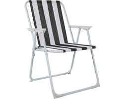 Inklapbare Campingstoel Antraciet Wit Gestreept - Tuinstoel en Vissersstoel