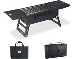 Inklapbare Campingtafel met Houtskoolgrill - Ideaal voor Outdoor Koken - 1 stuk - Zwart - Aluminium