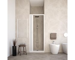 Inklapbare Douchecabine PVC 120 cm Uitschuifbaar met Zijscharnierdeur Wit