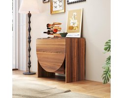 Inklapbare eettafel hout – HomeByNicole ElegantFold™ | Ruimtebesparende ovale klaptafel voor 4-7 personen | Multifunctionele keukentafel, eetkamertafel & werktafel | 163x80x75 cm – Bruin