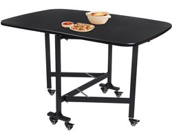 Inklapbare Eettafel - Keukentafel - Kleine Ruimtes - Verrijdbaar met remmen - 120 x 80 cm - Zwart