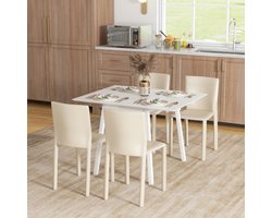 Inklapbare eettafel, keukentafel voor 2-4 personen, inklapbare tafel, houten eetkamertafel, voor kleine ruimtes, 110 x 86 x 75 cm, wit
