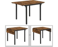 Inklapbare eettafel - keukentafel voor 2-4 personen, voor kleine ruimtes, vintage bruin-zwart