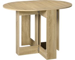 Inklapbare Eettafel met 2 Klapbladen, Houten Consolletafel, Ruimtebesparend, Eiken