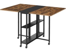 Inklapbare eettafel ruimtebesparend verrijdbare keukentafel met wielen uitschuifbaar ontwerp 2-laags plank voor kleine ruimtes 120 cm