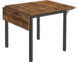 Inklapbare Eettafel voor Kleine Ruimtes – Novihome Opvouwbare Keukentafel 2-4 Personen, Vintage Bruin & Zwart, Ruimtebesparend en Stevig, Modern Design