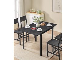 Inklapbare Eettafel voor Kleine Ruimtes – Novihome Ruimtebesparende Keukentafel voor 2-4 Personen, Uitklapbaar, Robuust Hout en Staal, Modern Ebbenhoutzwart + Inktzwart, Perfect voor Eten, Werken en Leren