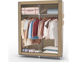 Inklapbare Garderobekast 108x170 cm - Stoffen Kast met Rits, Kledingroede en Opbergruimte