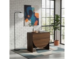 Inklapbare Houten Eettafel voor 4-7 Personen – Ruimtebesparende Opvouwbare Keukentafel 163x80x75 cm – Moderne Uitschuifbare Dinertafel met Steunplaten – Robuuste Spaanplaat – Geel – Novihome