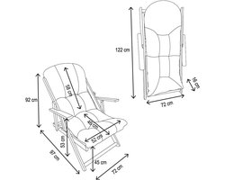 Inklapbare Houten Ligstoel met Gevoerd Kussen - 3 Posities - Gelakt Frame