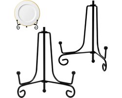 Inklapbare ijzeren bordenstandaard, 2 stuks, tafelezel voor borden, 10 cm, stevige bordenhouder voor decoratie