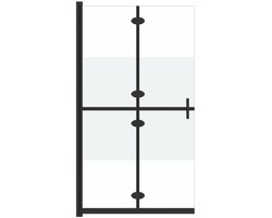 Inklapbare Inloopdouchewand 90x190 cm Zwart Glas Inloopdouche - Douchewand - Glazen Douchedeur - Zwarte Douchewand - Aluminium Doucheframe