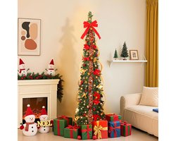 Inklapbare Kerstboom 180cm met Verlichting - Pop-up Kerstboom in Warm Wit en Multicolor
