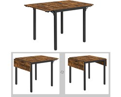 inklapbare keukentafel voor 2-4 personen, voor kleine ruimtes, vintage bruin-zwart