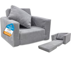 Inklapbare kinderstoel mini-stoel kinderstoel knuffelstoel voor kinderkamer - grijs ribfluweel kinderzetel