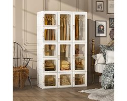 Inklapbare Kledingkast 104x170x50 cm – Duurzame Opbergkast met Kledingstang en Magnetische Deuren – Snelle Montage, Ruim en Multifunctioneel – Wit – Furniture Land