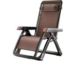 Inklapbare ligstoel met verstelbare rugleuning 0-170 graden, met hoofdsteun, voor tuin, patio, strand en zwembad