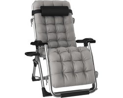 Inklapbare ligstoel - Relaxstoel Zonnestoel - Tuin Ontspanning - Verstelbare Rugleuning - 65 cm - Zilver