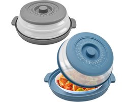 Inklapbare Magnetron Spatdeksel met Basis - 2-in-1 Stoomdeksel en Vergiet voor Borden en Kommen