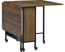 Inklapbare Mobiele Eettafel voor 6 Personen - Ideaal voor Kleine Ruimtes - Lichtbruin