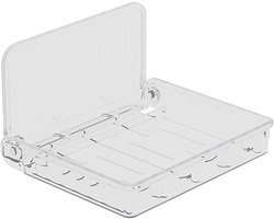 Inklapbare muurorganizer, transparante acrylplastische plank, zelfklevende steun zonder boren, waterdichte inklapbare planken voor badkamer en keuken (S)