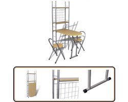 Inklapbare ontbijtset met tafel en 2 stoelen Ontbijttafel - Eetkamerstoel - Inklapbare Tafel - Compact Meubilair - Multifunctionele Tafel