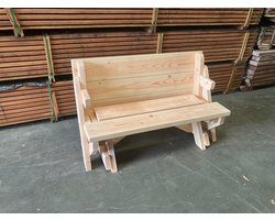 Inklapbare Picknicktafel - Model S - DICHT TAFELBLAD 4 cm GEEN SCHOEFGATEN in tafelblad - 2 tot 4 personen - Douglas hout - Bank en Tafel 2 in 1 - Compleet gemonteerd geleverd