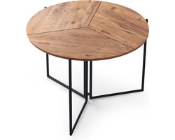 Inklapbare Ronde Eiken look Eettafel 100 cm - Geschikt voor 3 Personen