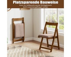 Inklapbare Stoelen Set – Opvouwbare Stoelen – Eetkamerstoelen – Klapstoelen – Extra Zitplaatsen – Stevig Houten Frame – Comfortabele Gevoerde Zitting