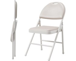Inklapbare Stoelen Set van 2 - Zacht PU Leer & Dik Kussen - Tot 160 kg - beige